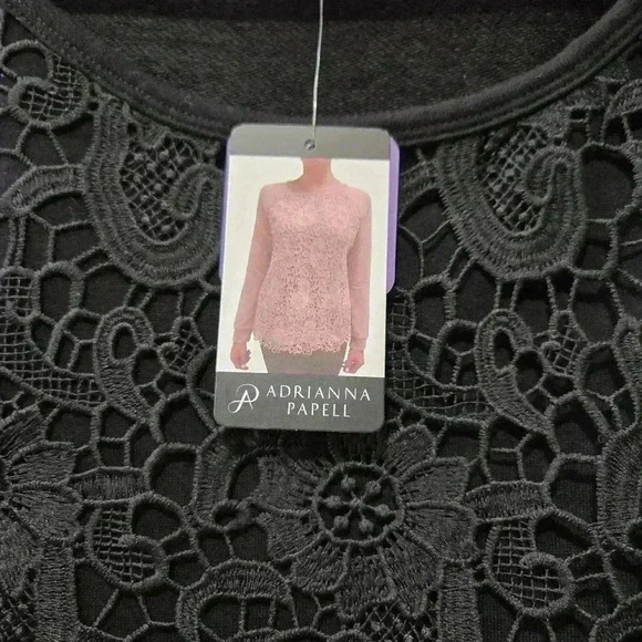 Adriana Papell Top Plus Size 2X Black with Lace Overlay #005 - Picture 4 of 4